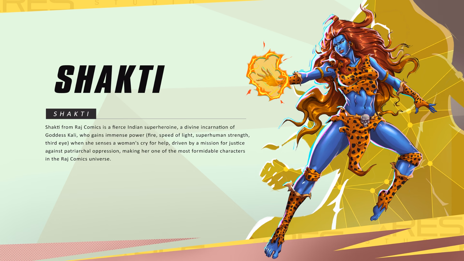 Shakti character concept sheet – concept art by Hexar Studios