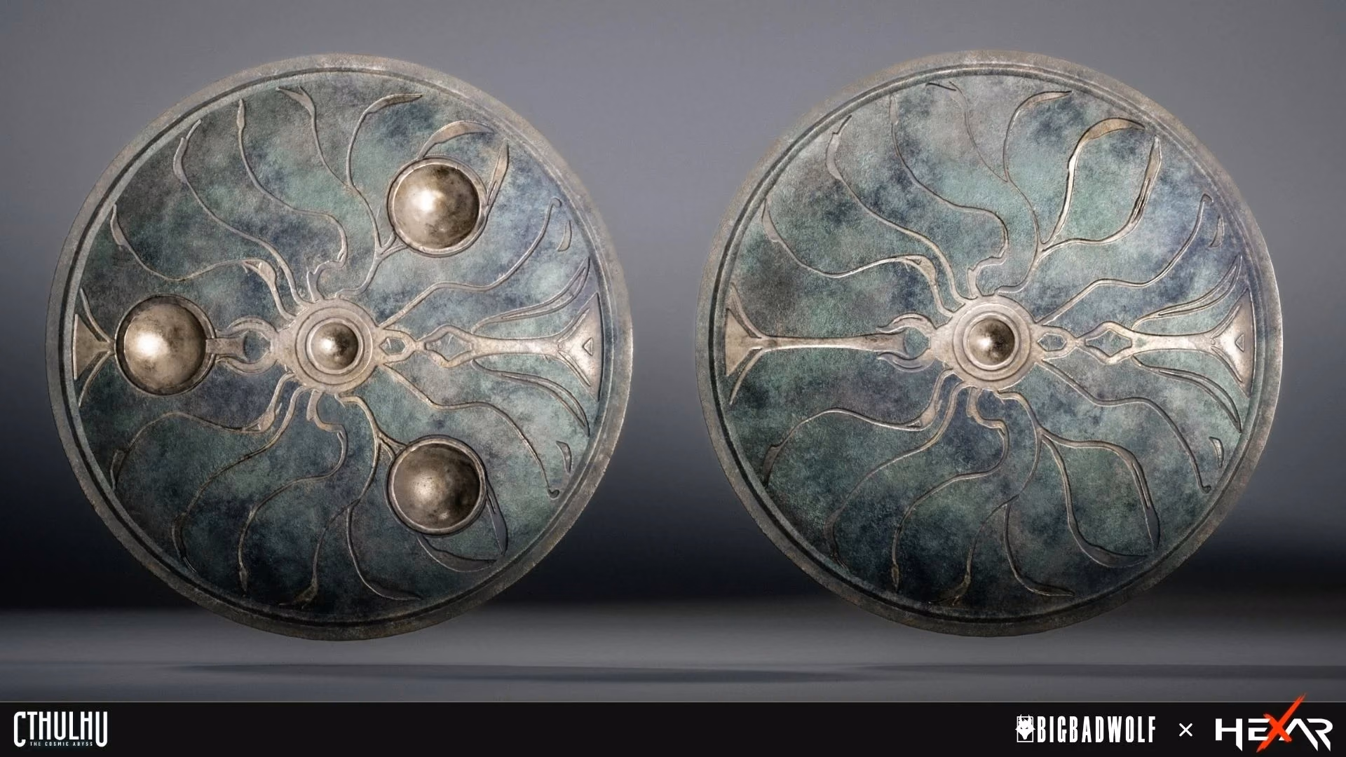 Riveted bronze discs – Cthulhu: The Cosmic Abyss 3D game art by Hexar Studios