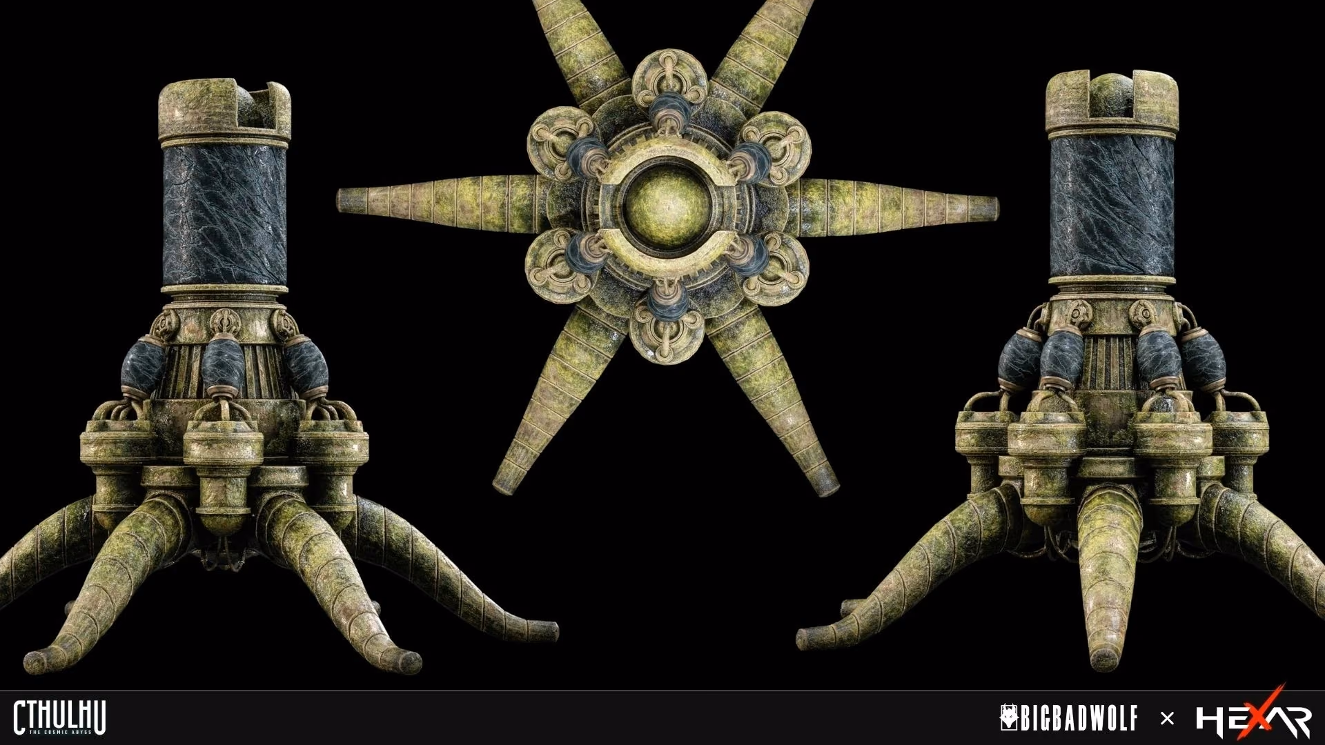 Tentacle relic ornaments – Cthulhu: The Cosmic Abyss 3D game art by Hexar Studios